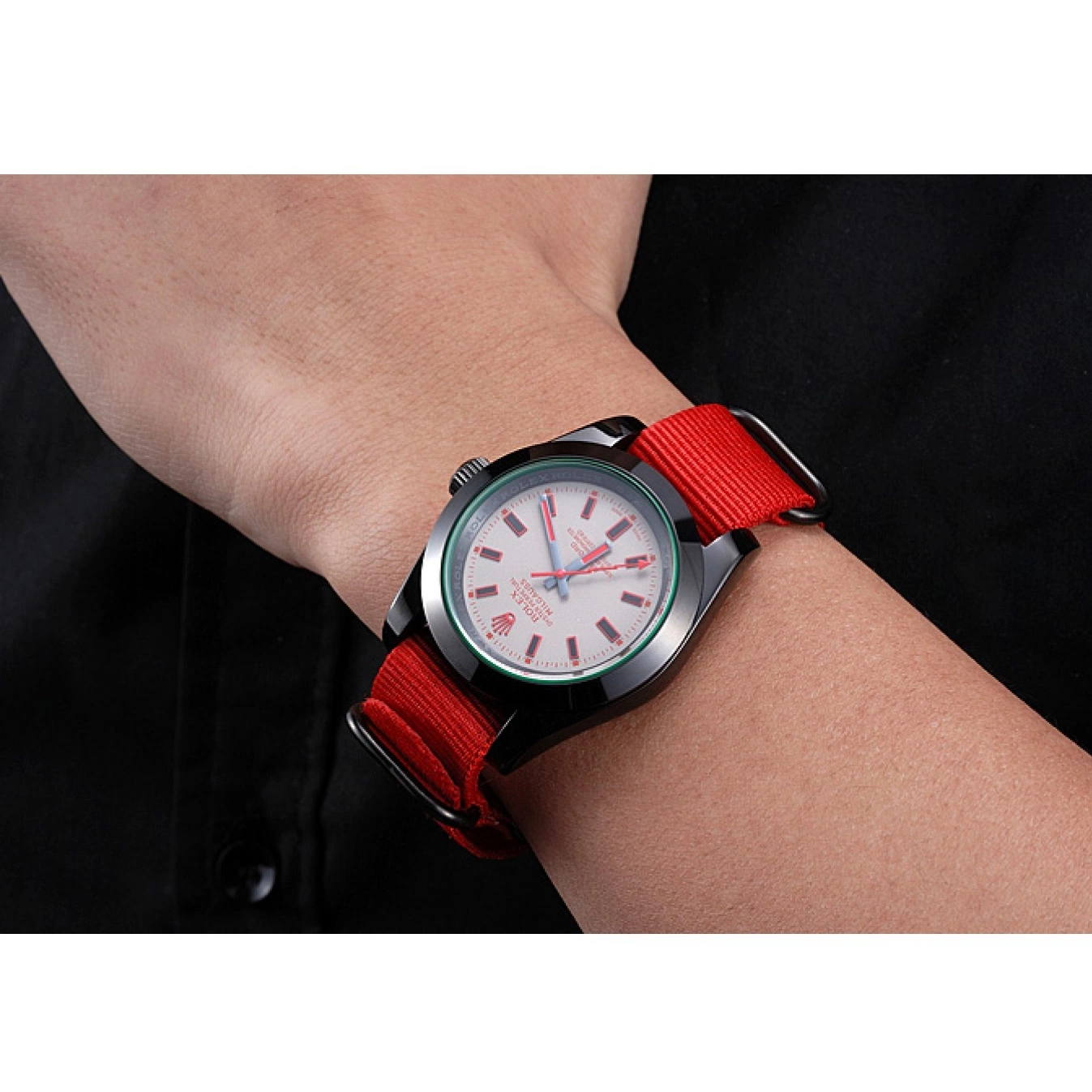 Aaa replica watch Nylon 622002 Red Milgauss Strap Rolex Bamford 0715